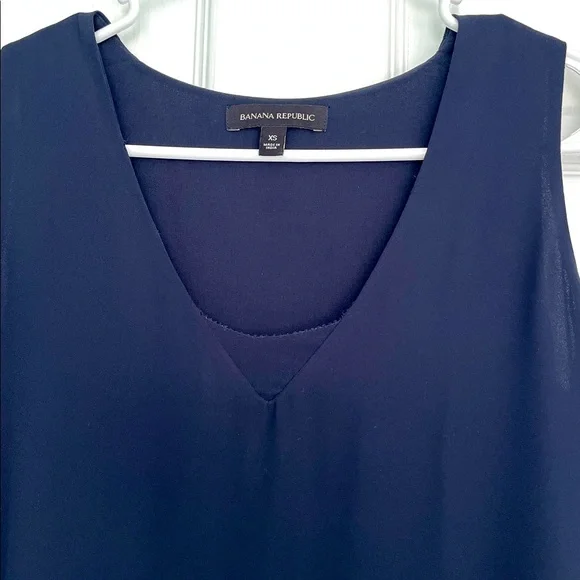3/$25 Banana Republic Navy Tank Top with Ruffled Hem - Picture 2 of 6